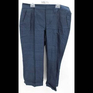 LAUREN RALPH LAUREN NAVY BLUE 100% SILK CUFFED CAPRI DRESSY PANTS SIZE 10 NWT